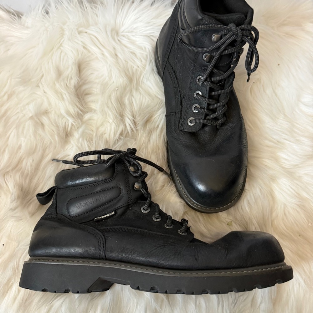 Wolverine Mens Black Leather Waterproof Safety Toe Work Boots W19 10.5M